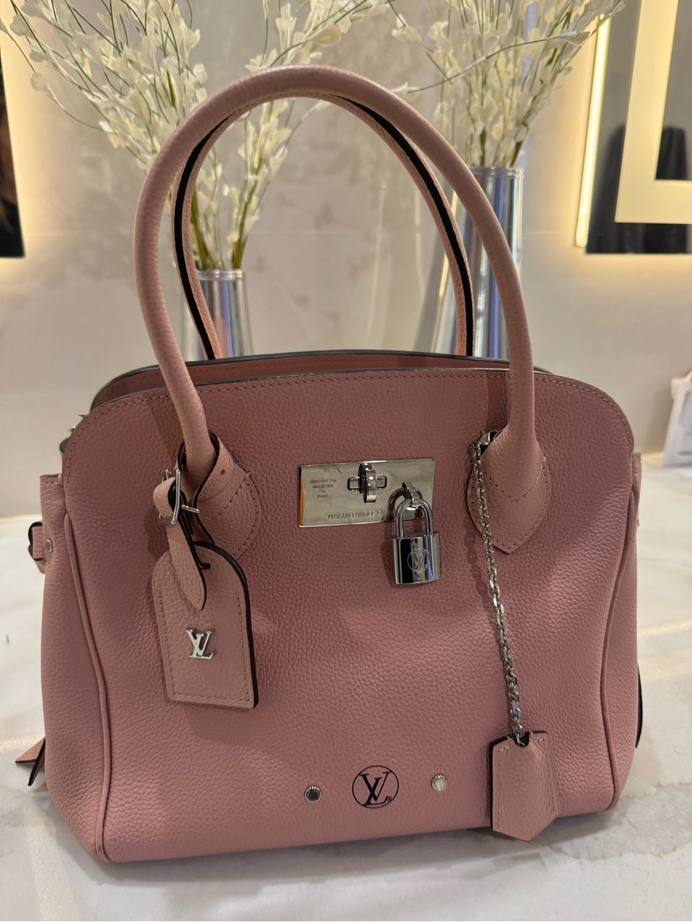 Louis Vuitton Pink Satchel with Scarf Accent